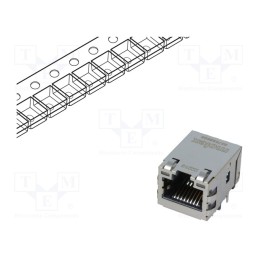 1 pcs x MOLEX - 937698628 - Socket, RJ45, MXMag, PIN: 8, shielded,with LED, gold-plated, THT
