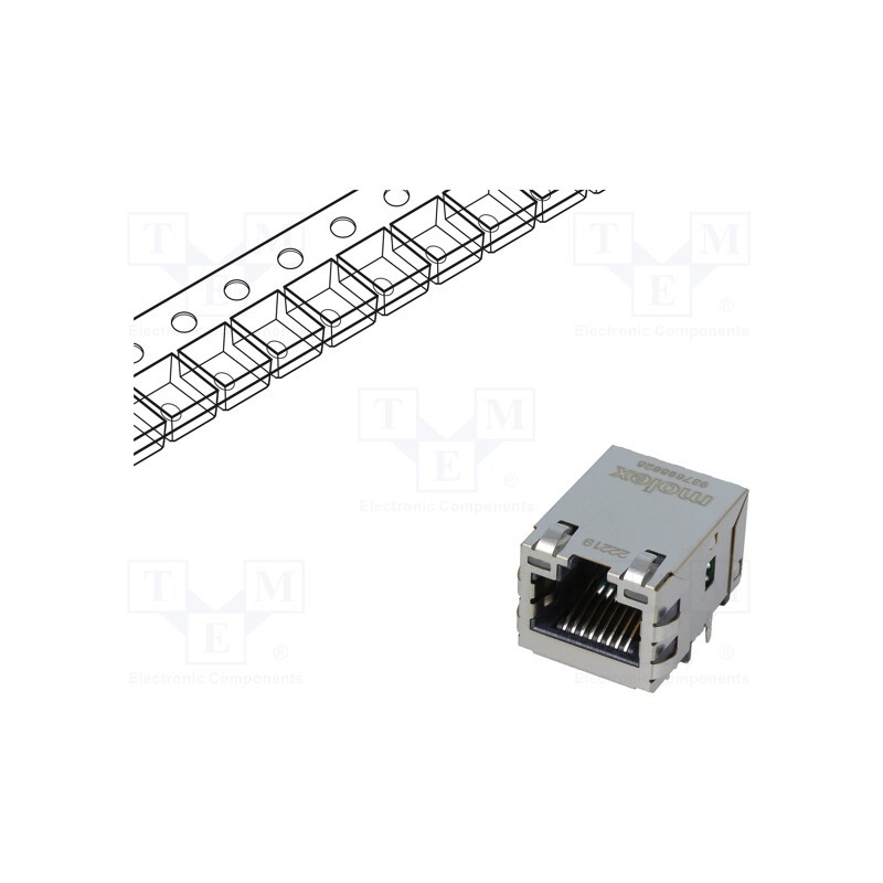 1 pcs x MOLEX - 937698628 - Socket, RJ45, MXMag, PIN: 8, shielded,with LED, gold-plated, THT