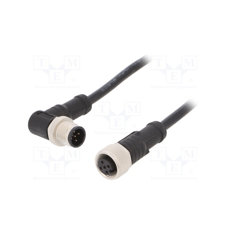 1 pcs x AMPHENOL LTW - M12A05FL-12AMR-SD001 - Cable: for sensors/automation, PIN: 5, M12-M12, 1m, plug, plug, 60V