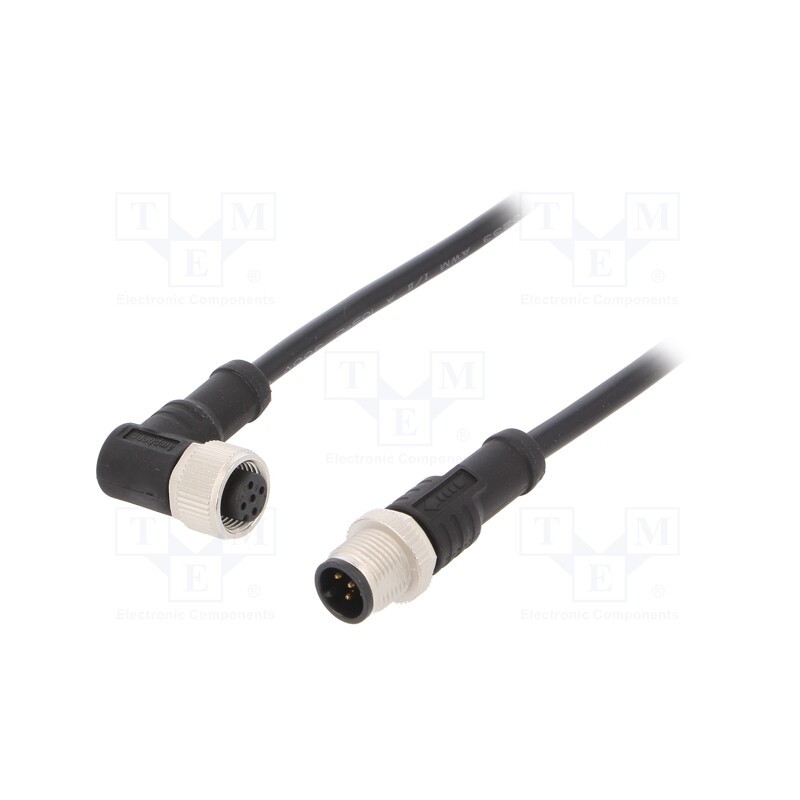 1 pcs x AMPHENOL LTW - M12A05ML-12AFR-SD001 - Cable: for sensors/automation, PIN: 5, M12-M12, 1m, plug, plug, 60V