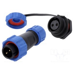 1 pcs x CONNFLY - DS1110-24-02BU8 - Connector: circular, male + female, PIN: 2, 5A, IP67, 500V