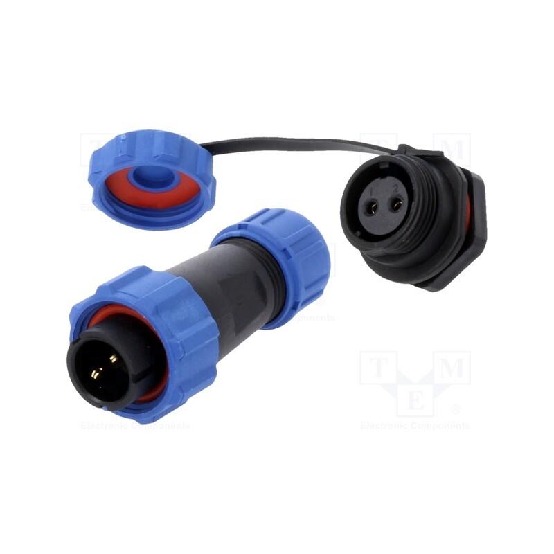 1 pcs x CONNFLY - DS1110-24-02BU8 - Connector: circular, male + female, PIN: 2, 5A, IP67, 500V