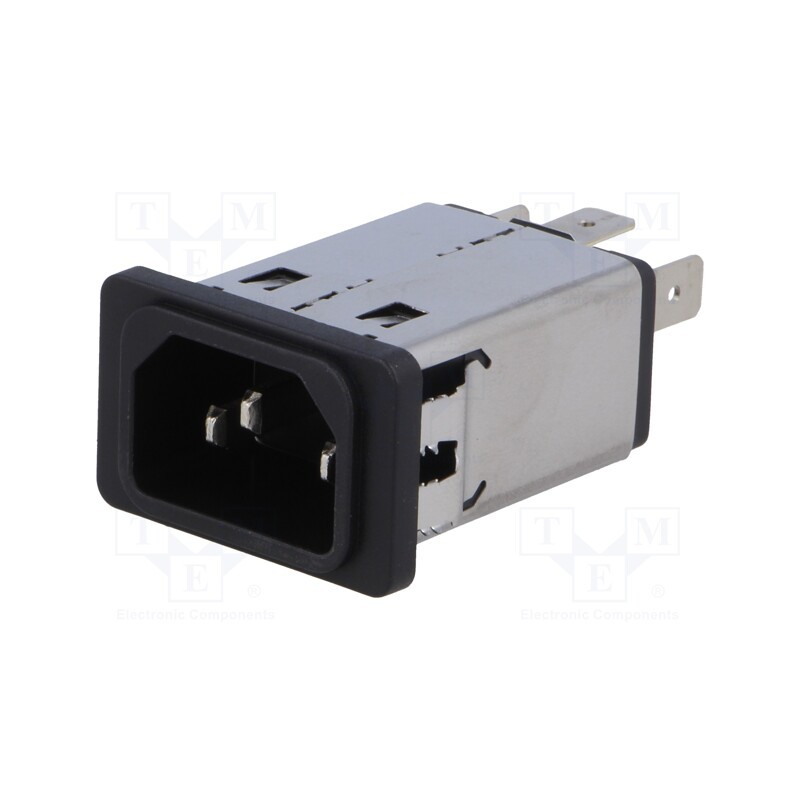 1 pcs x SCHURTER - 5110.1043.1 - Connector: AC supply, socket, male, 10A, 250VAC, IEC 60320, C14 (E)
