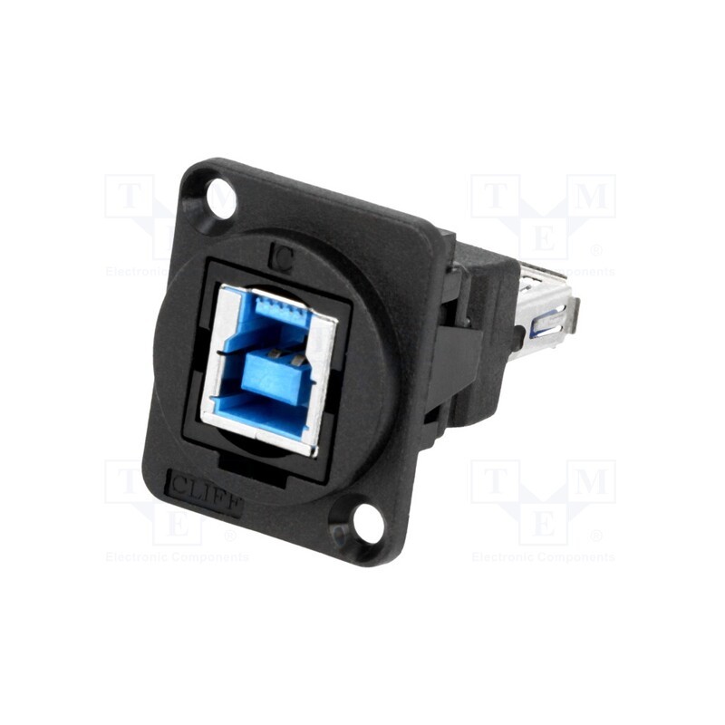 1 pcs x CLIFF - CP30206N - Coupler, USB A socket,USB B socket, FT, USB 3.0, plastic, 19x24mm