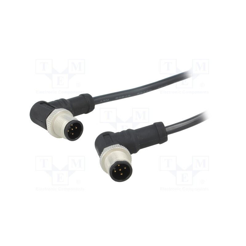 1 pcs x AMPHENOL LTW - M12A05MR-12AMR-SB001 - Cable: for sensors/automation, PIN: 5, M12-M12, 1m, plug, plug, 60V