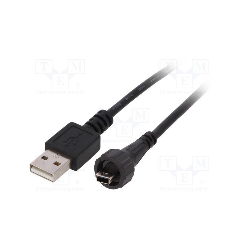 1 pcs x CONEC - 17-250031 - Adapter cable, USB A plug,USB B mini plug (sealed), IP67, 2m