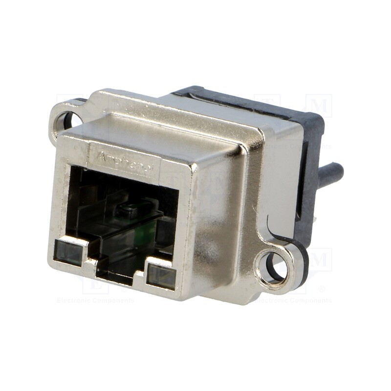 1 pcs x Amphenol Communications Solutions - MRJ-5481-01 - Socket, RJ45, with LED, UL94V-0, IP67, for panel mounting, THT