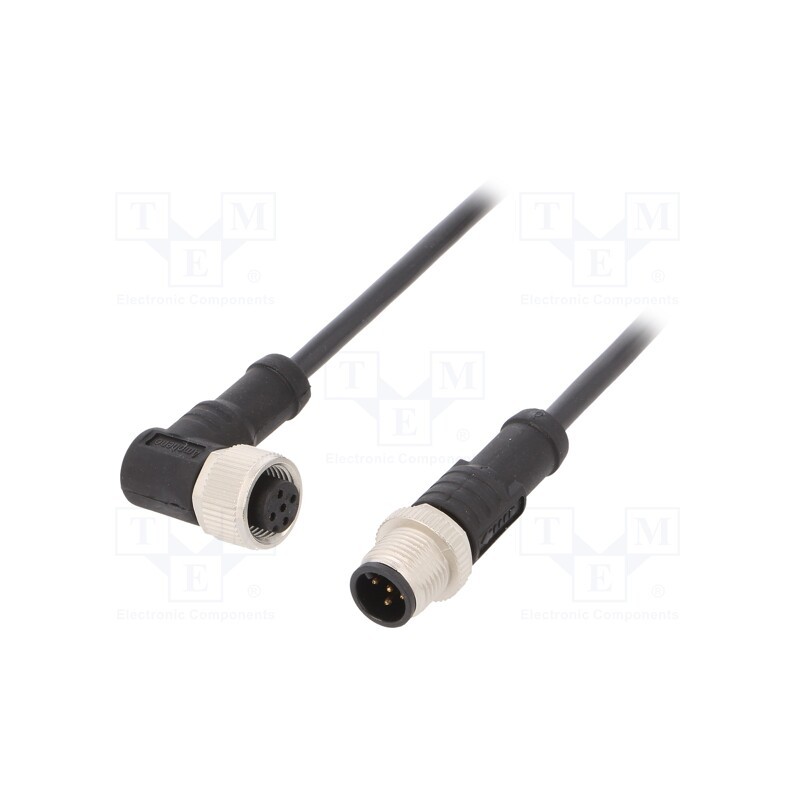 1 pcs x AMPHENOL LTW - M12A05ML-12AFR-SB001 - Cable: for sensors/automation, PIN: 5, M12-M12, 1m, plug, plug, 60V