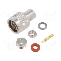 1 pcs x AMPHENOL RF - 000-34025-RFX - Plug, N, male, straight, 50Ω, soldering,clamp, for cable, PTFE