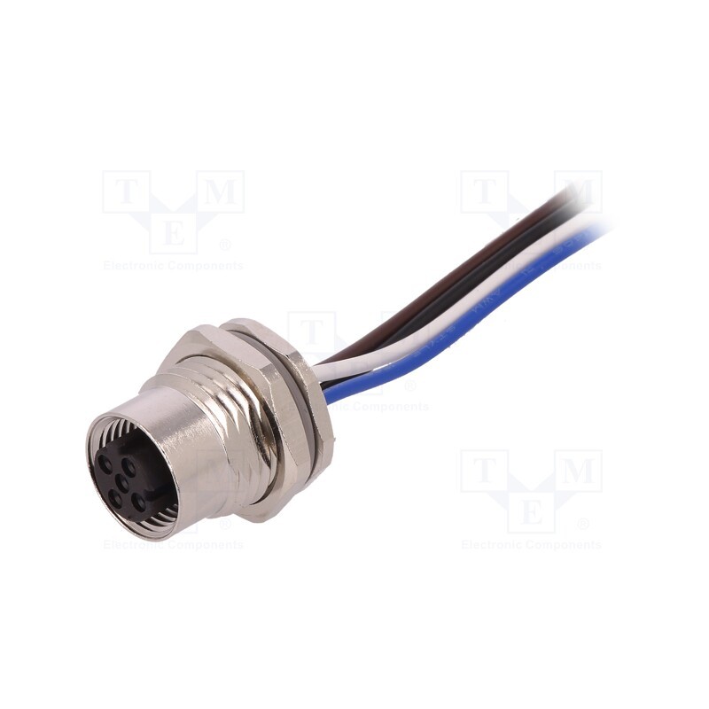 1 pcs x TE Connectivity - T4171110504-002 - Socket, M12, PIN: 4, female, D code-Ethernet, cables, IP67, straight