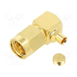 1 pcs x AMPHENOL RF - 132111 - Plug, SMA, male, angled 90°, 50Ω, soldering, for cable, PTFE