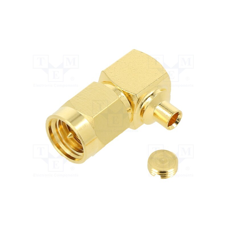1 pcs x AMPHENOL RF - 132111 - Plug, SMA, male, angled 90°, 50Ω, soldering, for cable, PTFE