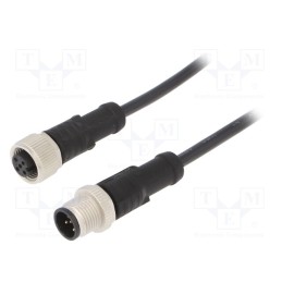 1 pcs x AMPHENOL LTW - M12A05ML-12AFL-SB001 - Cable: for sensors/automation, PIN: 5, M12-M12, 1m, plug, plug, 60V