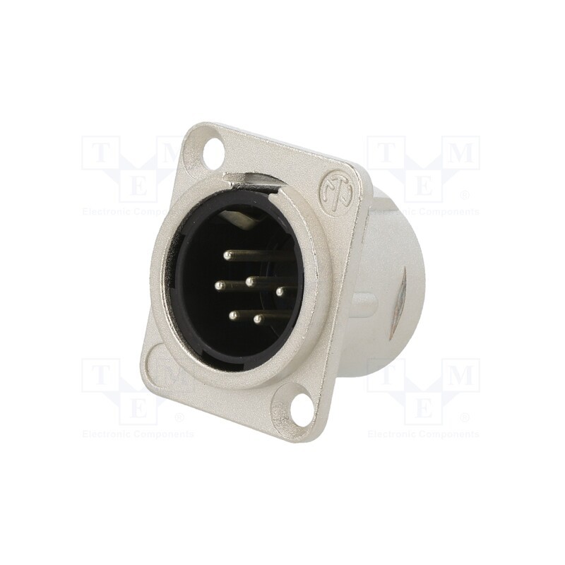1 pcs x NEUTRIK - NC6MD-L-1 - Socket, XLR, male, PIN: 6, straight, soldering, silver, 7.5A, 19x24mm