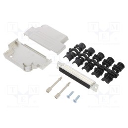 1 pcs x Amphenol Communications Solutions - L17D45ZK37+L77HDC62S - D-Sub HD, PIN: 62, female, angled 45°, soldering, for cable