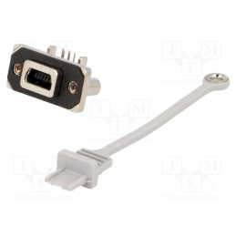 1 pcs x Amphenol Communications Solutions - MUSB-B151-01 - Socket, USB B mini, MUSB, for panel mounting,screw, THT, USB 2.0