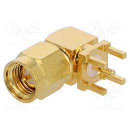 1 pcs x AMPHENOL RF - 901-9894-RFX - Plug, SMA, male, angled 90°, 50Ω, THT, for cable, PTFE, gold-plated