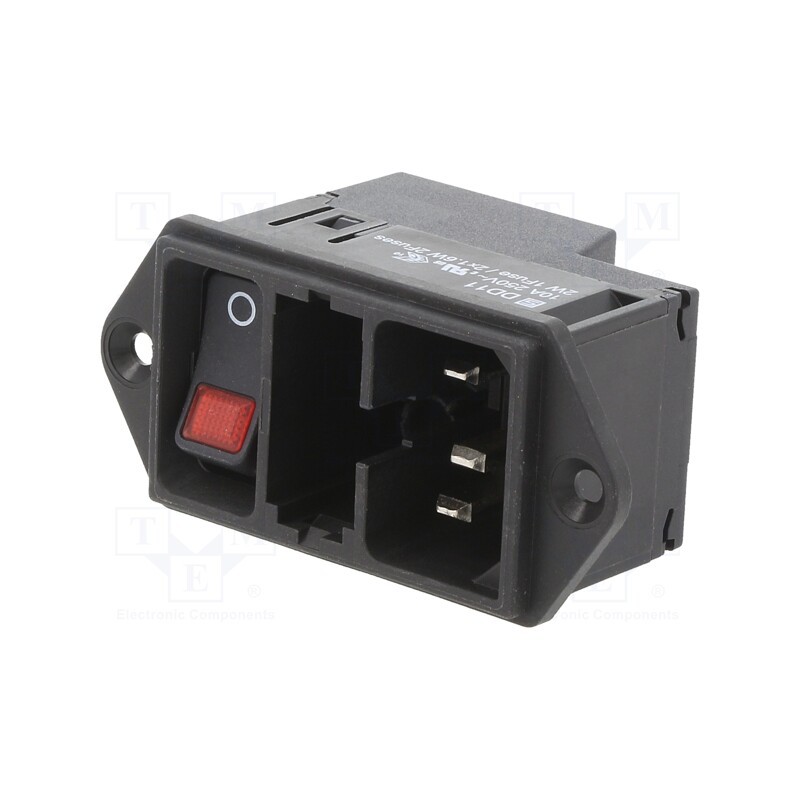 1 pcs x SCHURTER - DD11.0123.1111 - Connector: AC supply, socket, male, 10A, 250VAC, C14 (E), DD11