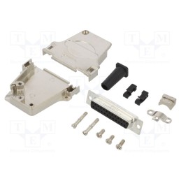 1 pcs x Amphenol Communications Solutions - L17D45ZF25-RG+L77SDB25S - D-Sub, PIN: 25, female, angled 45°, soldering, for cable, 