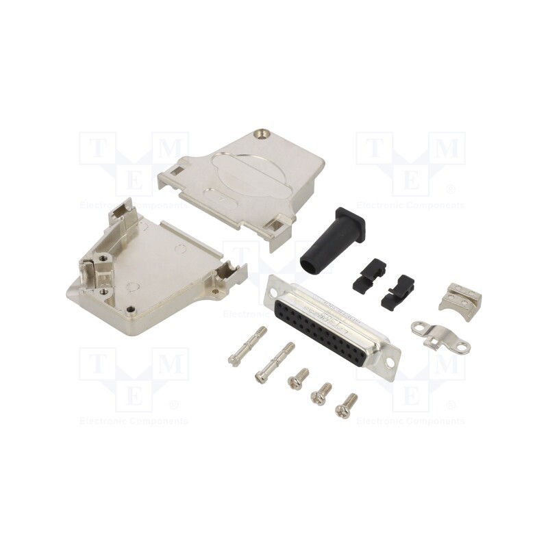 1 pcs x Amphenol Communications Solutions - L17D45ZF25-RG+L77SDB25S - D-Sub, PIN: 25, female, angled 45°, soldering, for cable, 