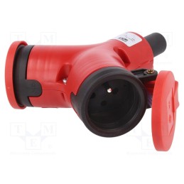 1 pcs x PCE - 2421200-R - Connector: AC supply, splitter, 2P+PE, 250VAC, 16A, red, for cable
