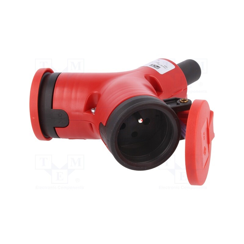 1 pcs x PCE - 2421200-R - Connector: AC supply, splitter, 2P+PE, 250VAC, 16A, red, for cable