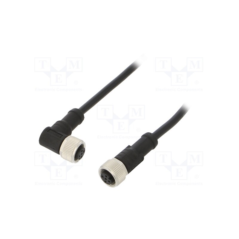 1 pcs x AMPHENOL LTW - M12A05FL-12AFR-SD001 - Cable: for sensors/automation, PIN: 5, M12-M12, 1m, plug, plug, 60V