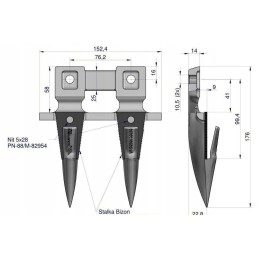 Double finger bayonet, forged Varyna bison