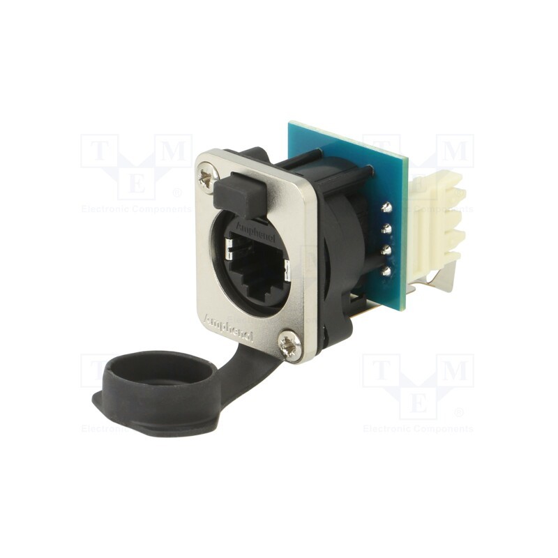 1 pcs x AMPHENOL - RJXS8FG6110 - XLRnet D type CAT5e, Vertikal PCB, IP54