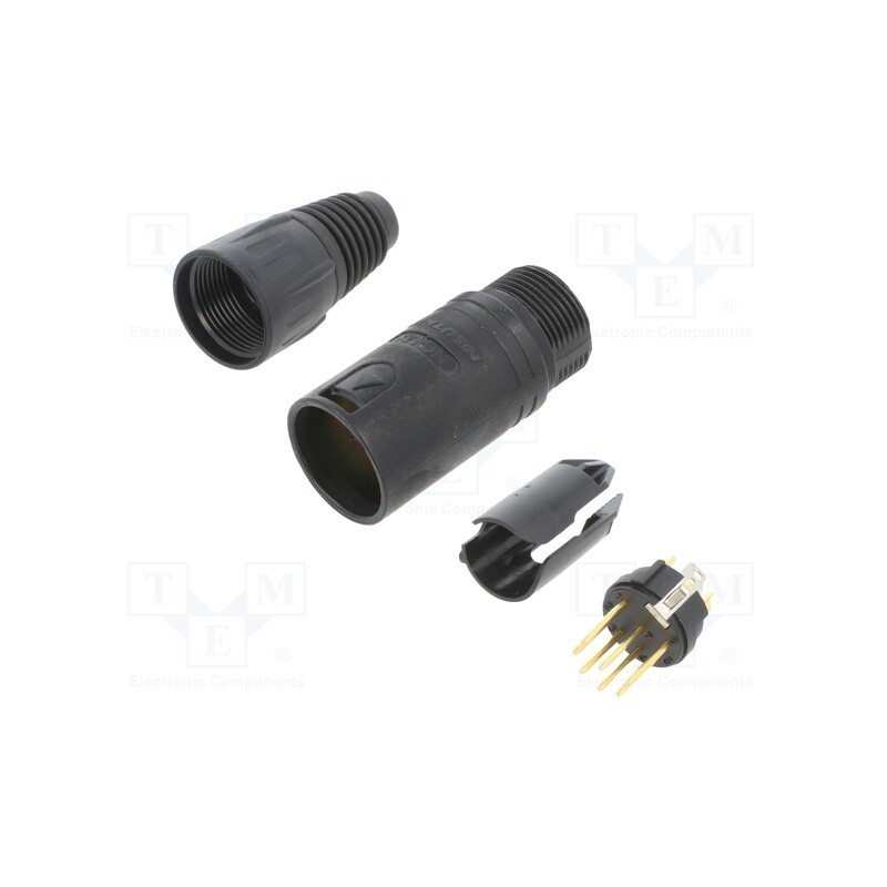1 pcs x NEUTRIK - NC7MX-B - Plug, XLR, male, PIN: 7, straight, for cable, zinc die-cast, 3.5÷8mm