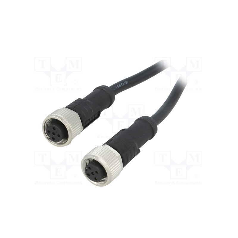 1 pcs x AMPHENOL LTW - M12A05FL-12AFL-SD001 - Cable: for sensors/automation, PIN: 5, M12-M12, 1m, plug, plug, 60V