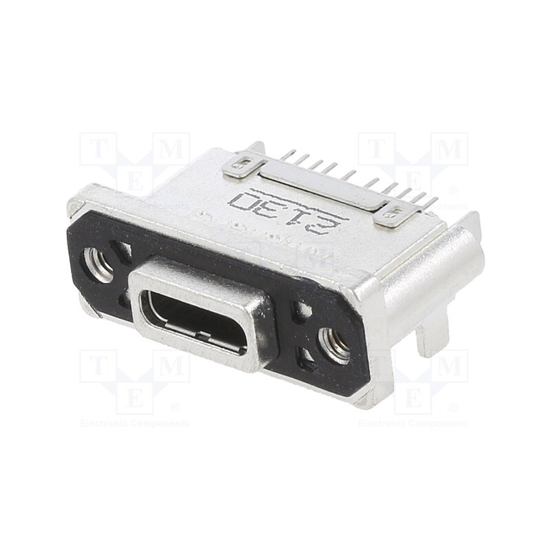 1 pcs x Amphenol Communications Solutions - MUSBR-M5C1-M0 - Socket, USB C, THT, PIN: 24, straight, IP67, gold-plated, M2,5