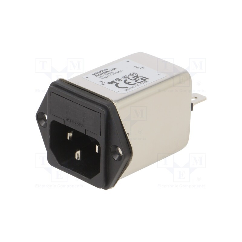 1 pcs x SCHAFFNER - FN9260B-2-06 - Connector: AC supply, socket, male, 2A, 250VAC, C14 (E), -25÷85°C