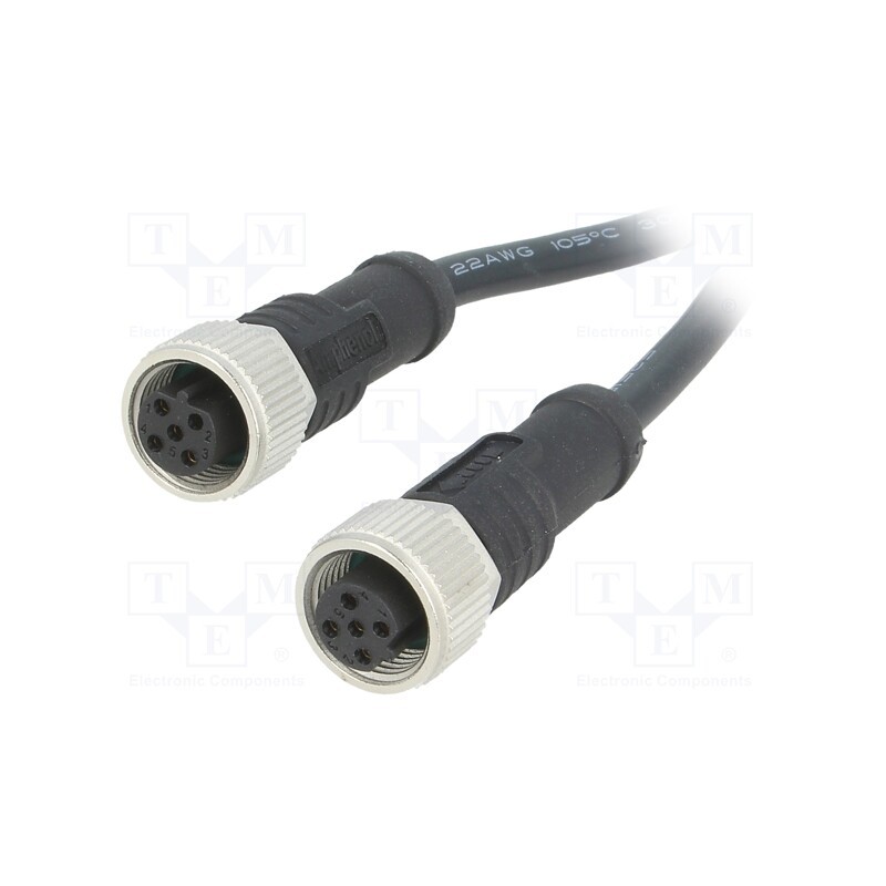 1 pcs x AMPHENOL LTW - M12B05FL-12BFL-SD001 - Cable: for sensors/automation, PIN: 5, M12-M12, B code-Profibus