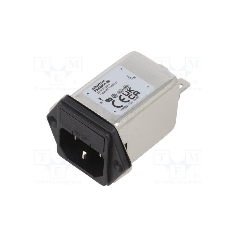 1 pcs x SCHAFFNER - FN9260-1-06 - Connector: AC supply, socket, male, 1A, 250VAC, C14 (E), -25÷85°C
