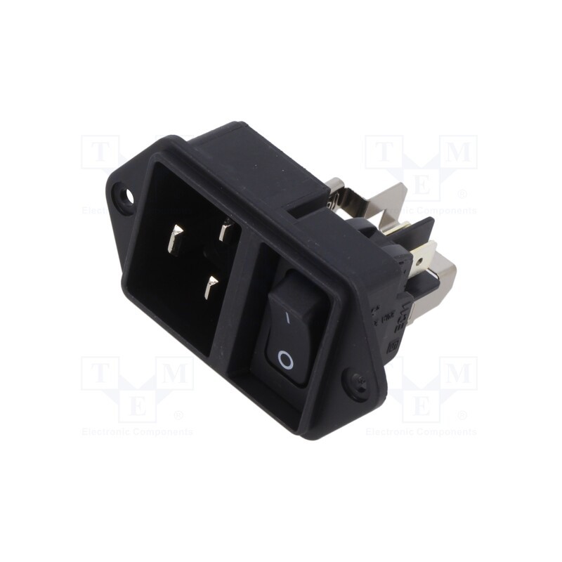 1 pcs x SCHURTER - EC11.0001.001 - Connector: AC supply, socket, male, 16A, 250VAC, IEC 60320, C20 (I)