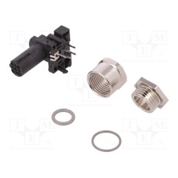 1 pcs x TE Connectivity - T4145535041-001 - Socket, M12, PIN: 4, female, D code-Ethernet, THT, IP67, angled 90°