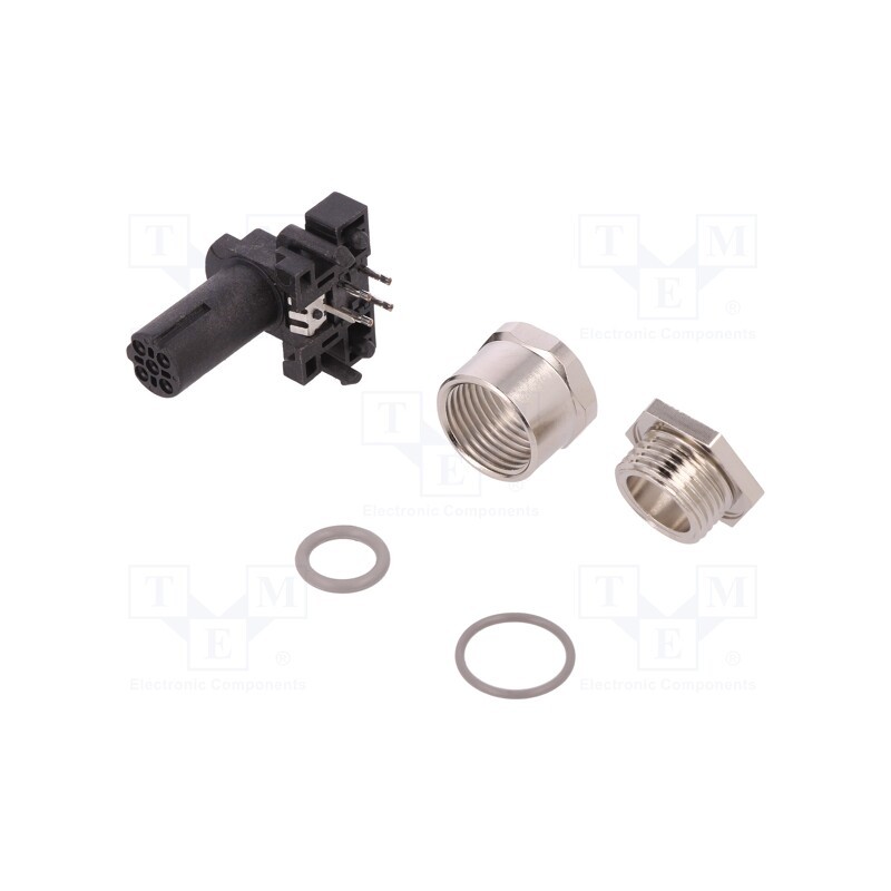 1 pcs x TE Connectivity - T4145535041-001 - Socket, M12, PIN: 4, female, D code-Ethernet, THT, IP67, angled 90°