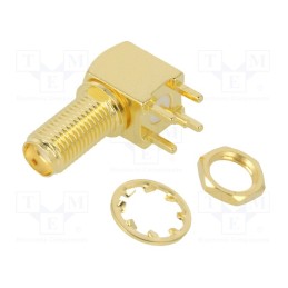 1 pcs x AMPHENOL RF - 132203 - Socket, SMA, female, angled 90°, 50Ω, THT, PTFE, gold-plated