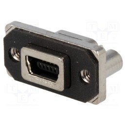 1 pcs x Amphenol Communications Solutions - MUSB-B551-04 - Socket, USB B mini, MUSB, for panel mounting,on PCBs,screw, THT