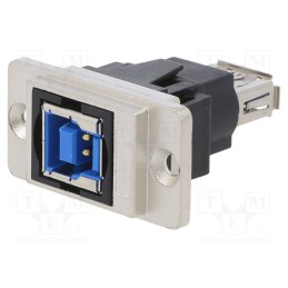 1 pcs x CLIFF - CP30706NM - Coupler, USB A socket,USB B socket, DUALSLIM, USB 3.0, metal