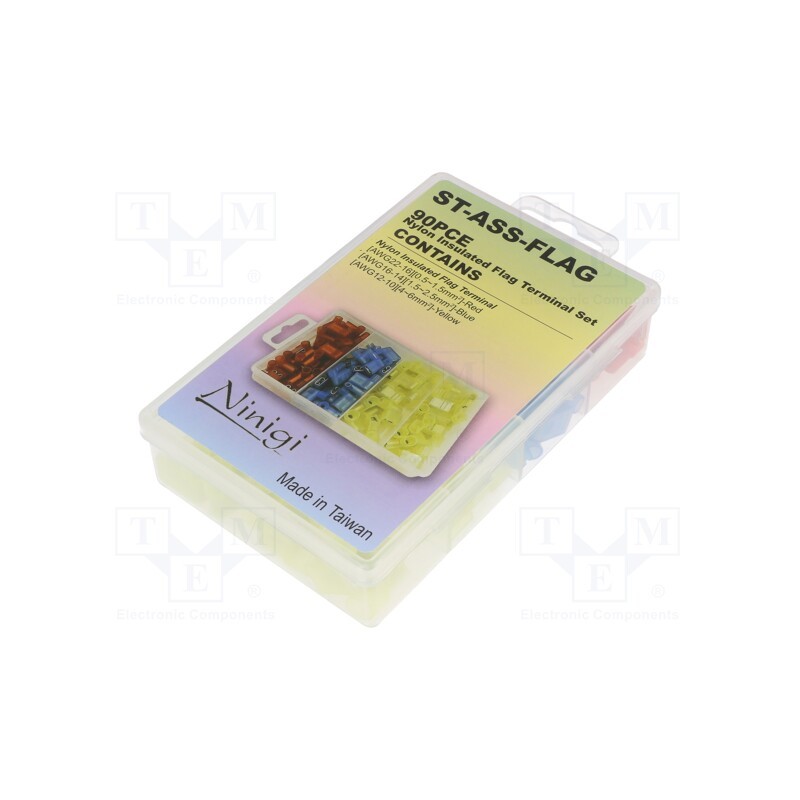 1 set x NINIGI - ST-ASS-FLAG - Kit: connectors, crimped, for cable, angled 90°, 90pcs.