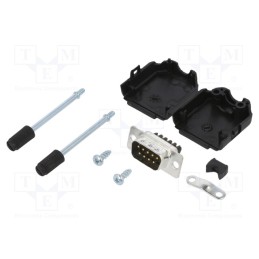 1 pcs x Amphenol Communications Solutions - L17DPPK09-BK+L717DE09PST - D-Sub, PIN: 9, male, straight, screw terminal, for cable,