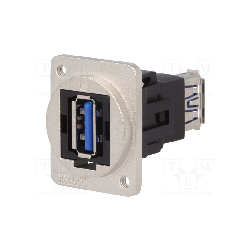 1 pcs x CLIFF - CP30205NM3 - Coupler, USB A socket,both sides, FT, USB 3.0, metal, 19x24mm