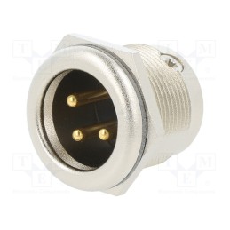 1 pcs x NEUTRIK - NC3MPR-HD - Socket, XLR, male, PIN: 3, straight, soldering, silver, 16A