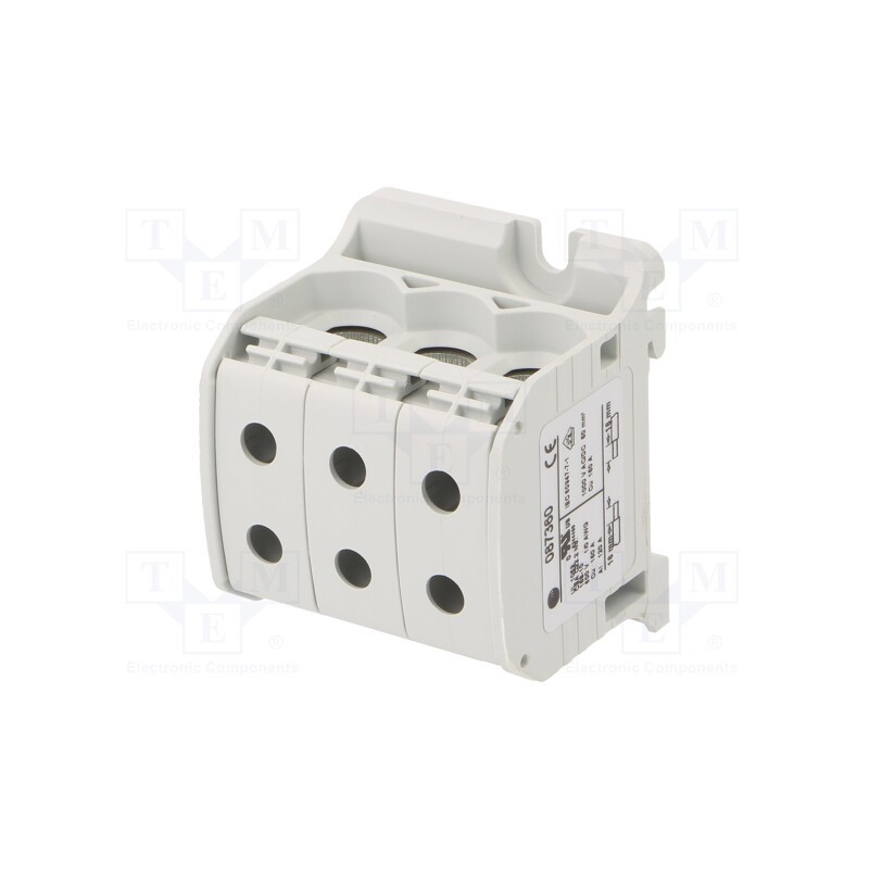 1 pcs x SIMET - 81003002 - Splice terminal: rail, 50mm2, ways: 1, terminals: 6, grey, STB, TS35