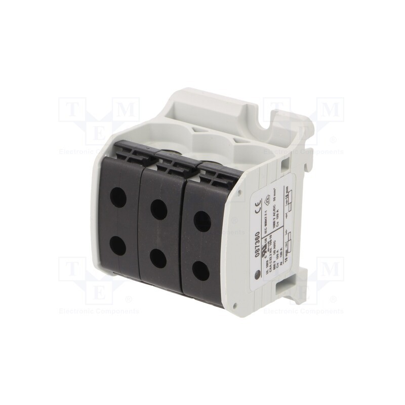 1 pcs x SIMET - 81003007 - Splice terminal: rail, 50mm2, ways: 1, terminals: 6, black, STB, TS35