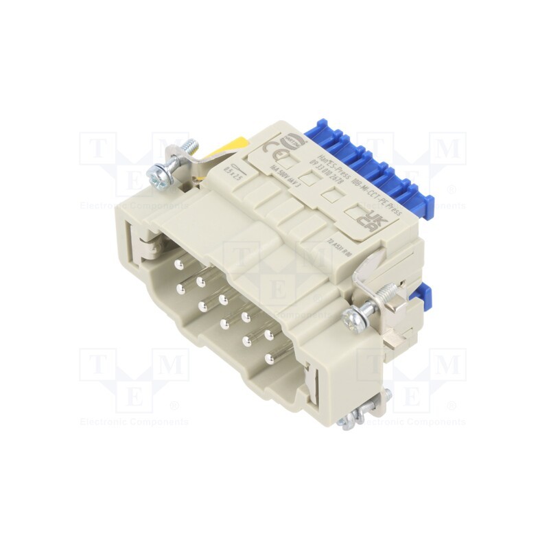 1 pcs x HARTING - 9330102678 - Connector: HDC, contact insert, male, Han® ES Press, PIN: 10, 10+PE