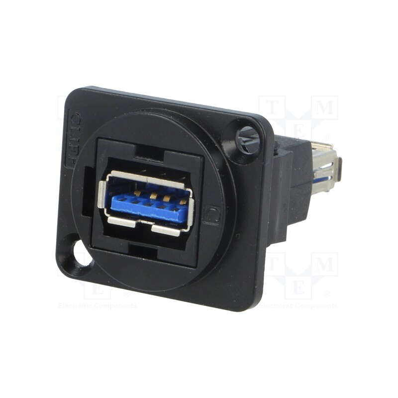 1 pcs x CLIFF - CP30205NMB - Coupler, USB A socket,both sides, FT, USB 3.0, metal, 19x24mm