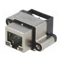 1 pcs x Amphenol Communications Solutions - MRJR9381MC - Socket, RJ45, with LED, IP67, for panel mounting, THT, angled 90°